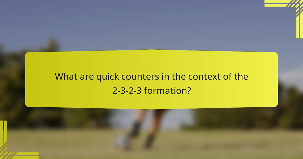 What are quick counters in the context of the 2-3-2-3 formation?