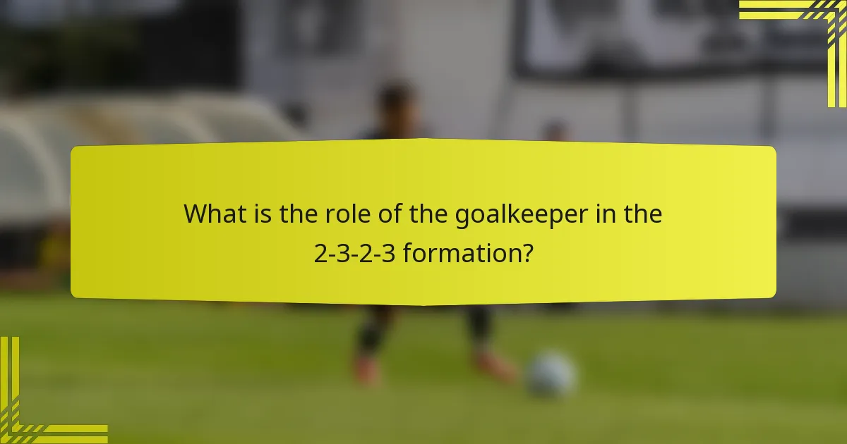 What is the role of the goalkeeper in the 2-3-2-3 formation?